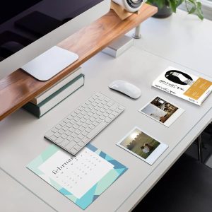 Clear Desk Mat, Clear Writing Desk Pad, Transparent Desk Protector with Anti-Slip Base, Heat Resistant Waterproof PVC Round Edge Durable Desk Writing Mat for Office and Home (27.6x13.8 inch)